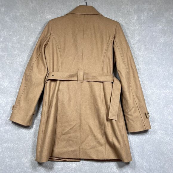 Michael Kors Coat Size 6 Camel Brown Wool Blended Zipper Belted Jacket - Picture 9 of 15
